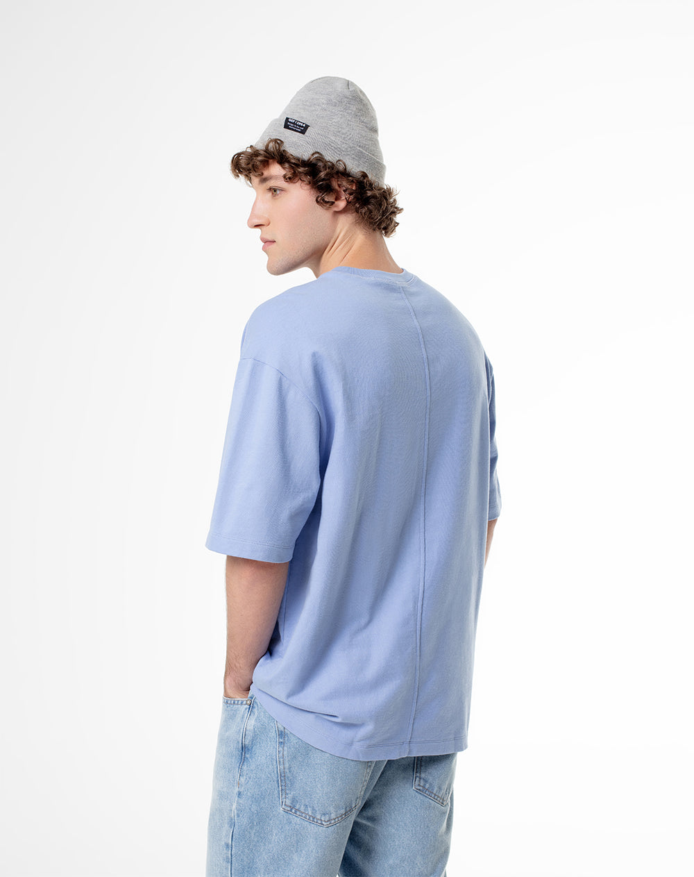 Camiseta oversized algodón azul hombre