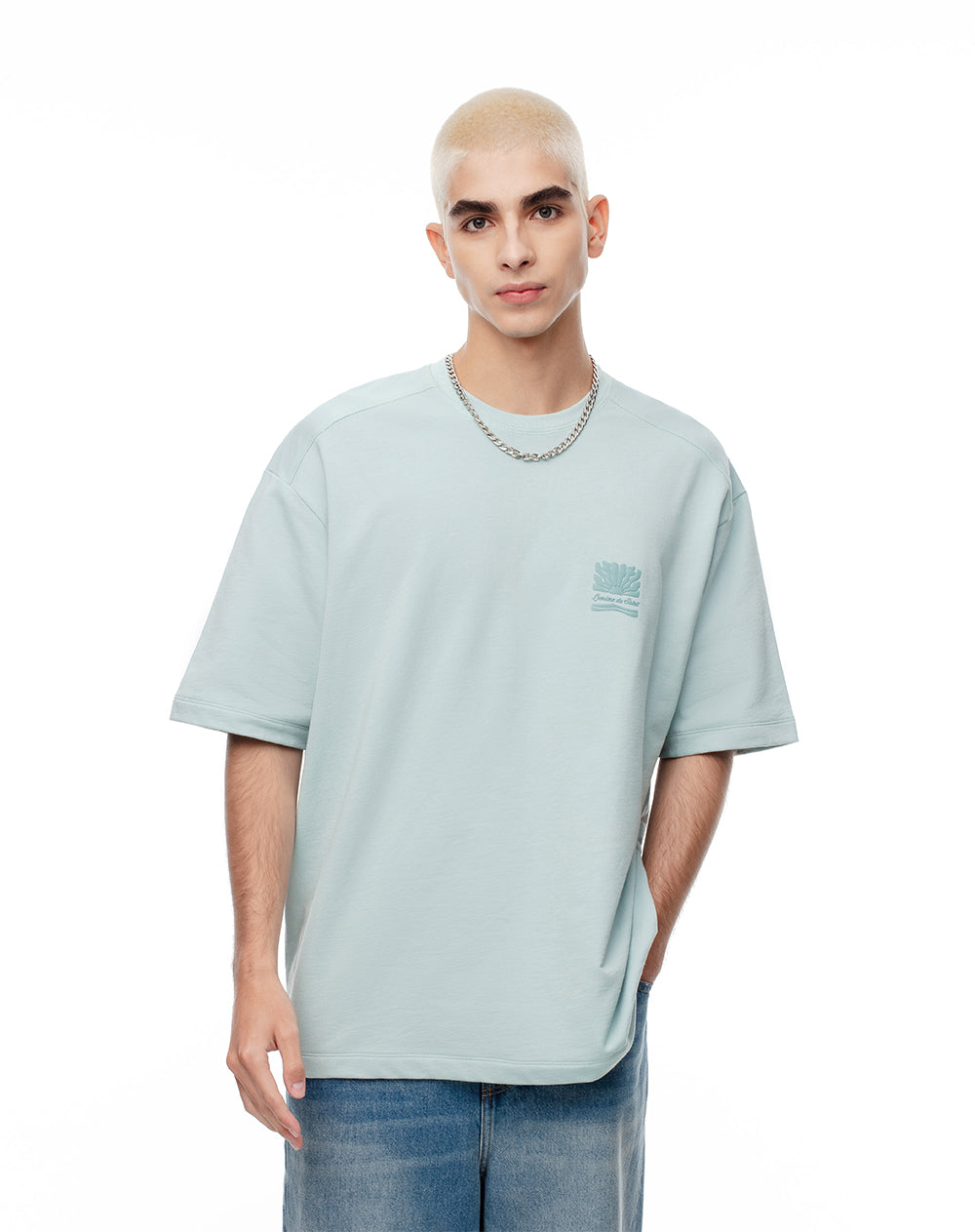 Camiseta oversized fit manga corta azul