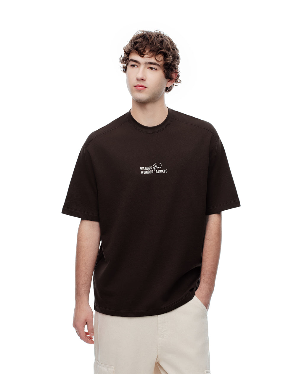 Camiseta oversize algodón chocolate estampado hombre