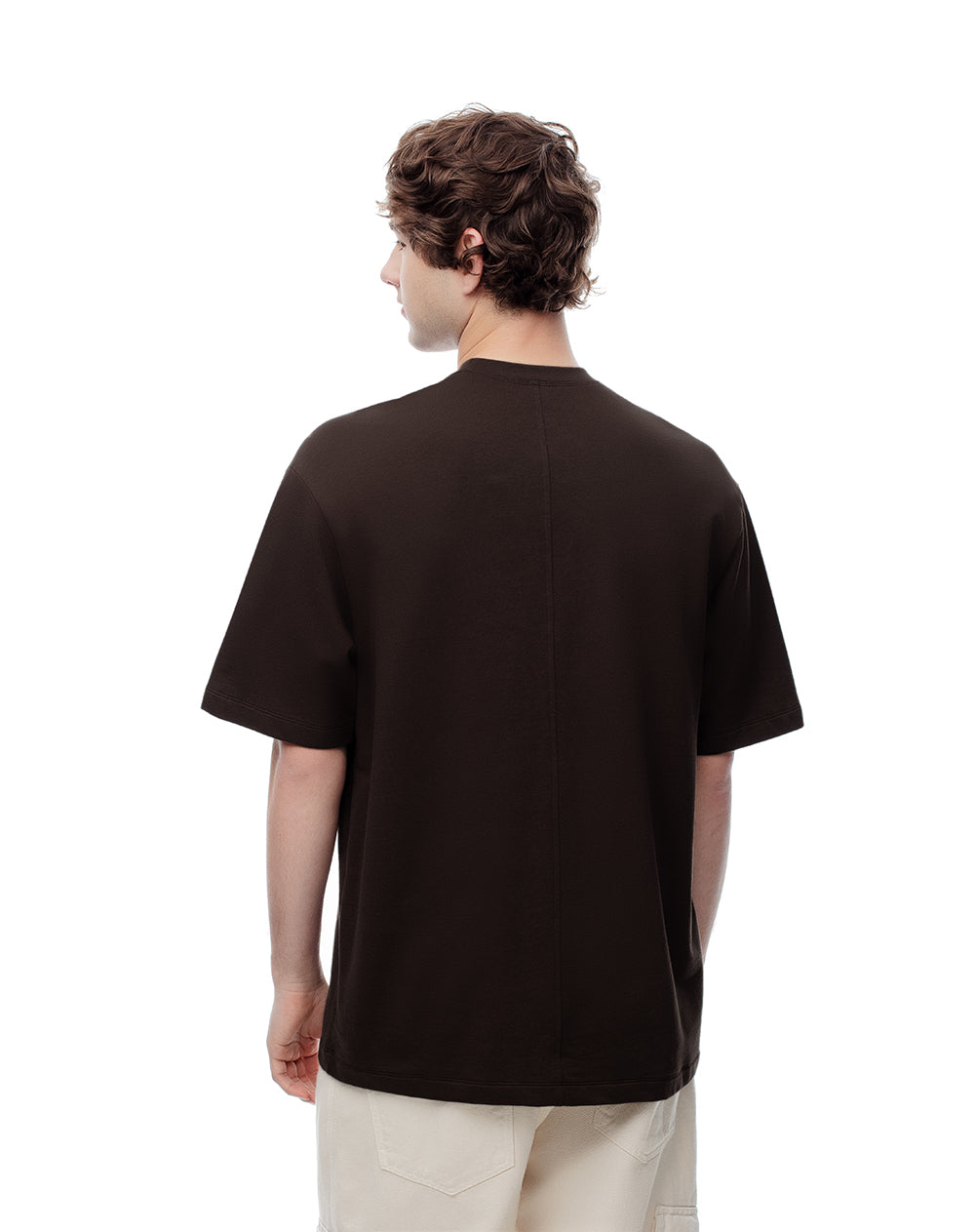 Camiseta oversize algodón chocolate estampado hombre