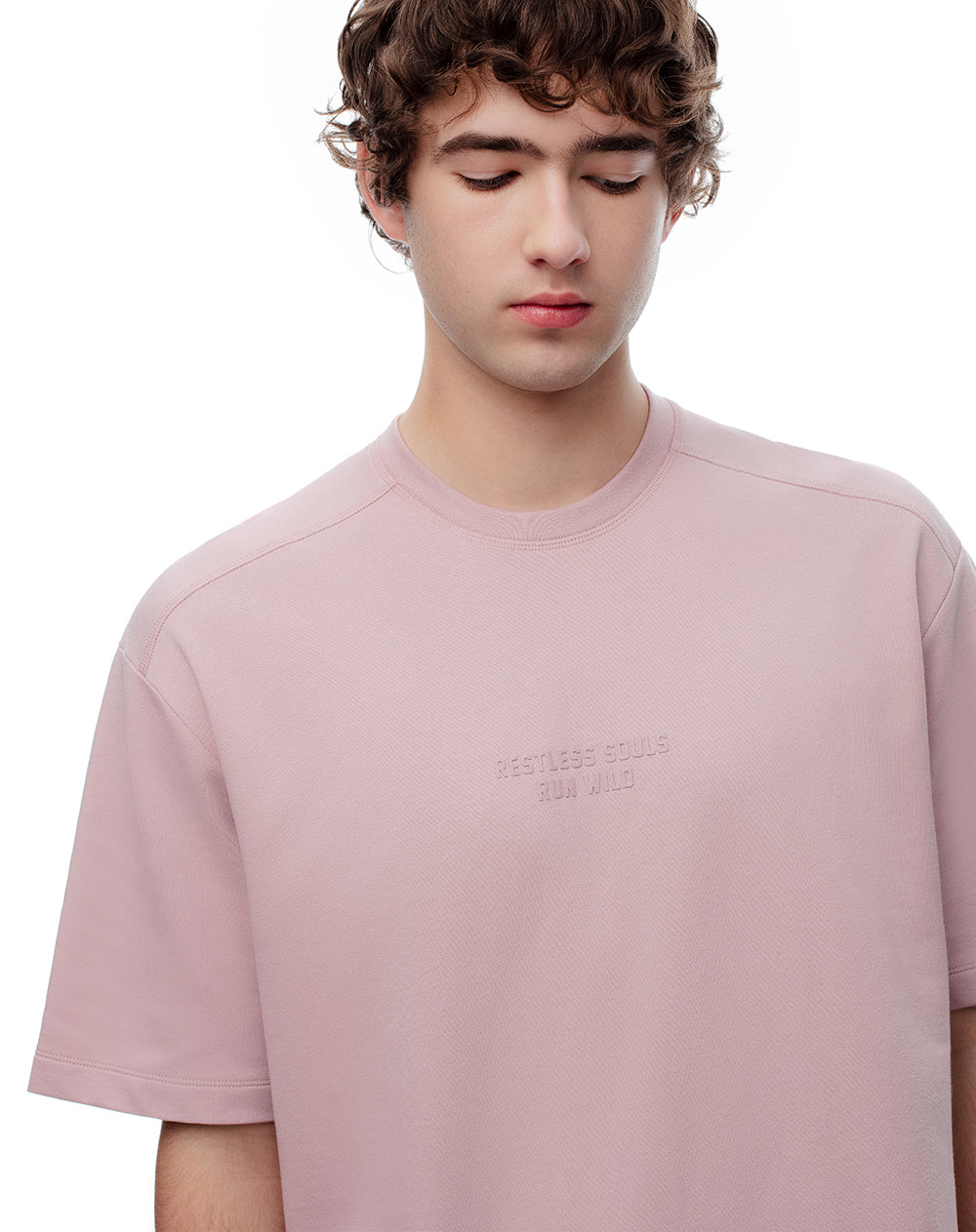 Camiseta oversize algodón palo rosa estampado hombre