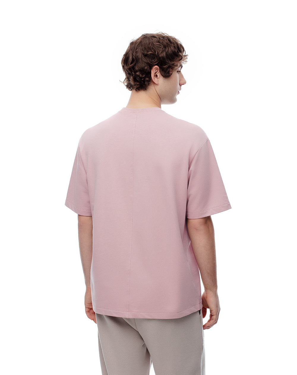 Camiseta oversize algodón palo rosa estampado hombre