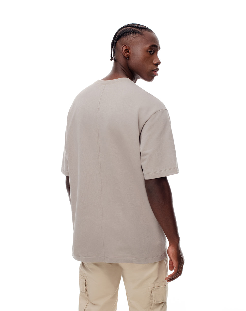 Camiseta oversize algodón taupe estampada hombre