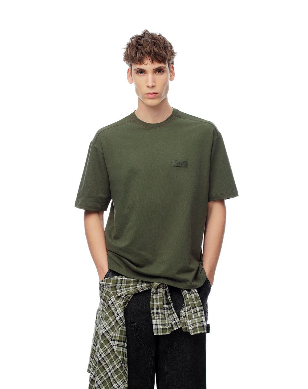 Camiseta regular algodón verde hombre