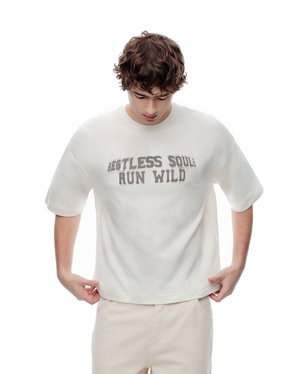 Camiseta regular algodón vainilla estampada hombre
