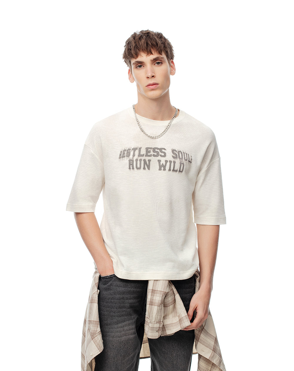 Camiseta regular algodón vainilla estampada hombre