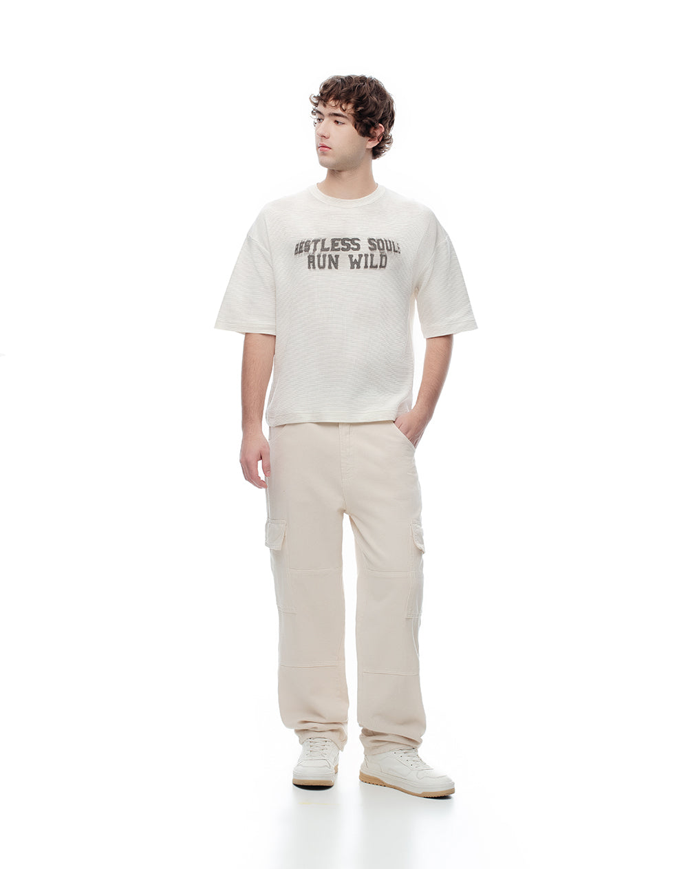 Camiseta regular algodón vainilla estampada hombre