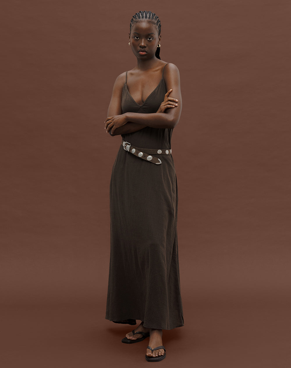 Vestido largo cafe
