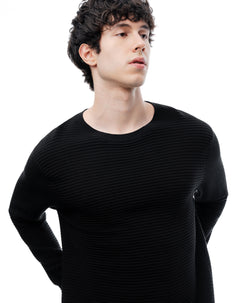 Buzo regular tejido de punto algodón negro hombre