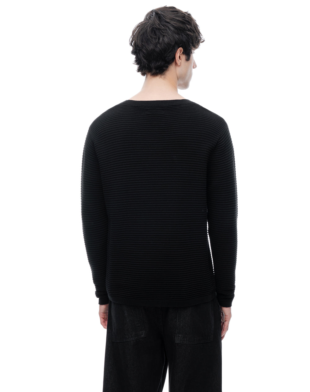 Buzo regular tejido de punto algodón negro hombre