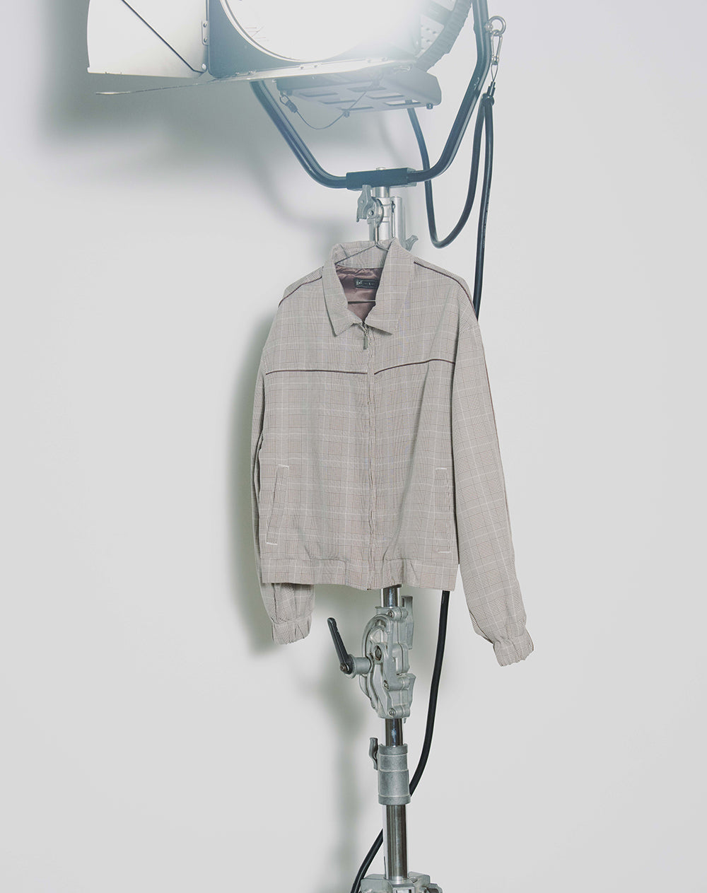 Chaqueta regular café cuadros mujer