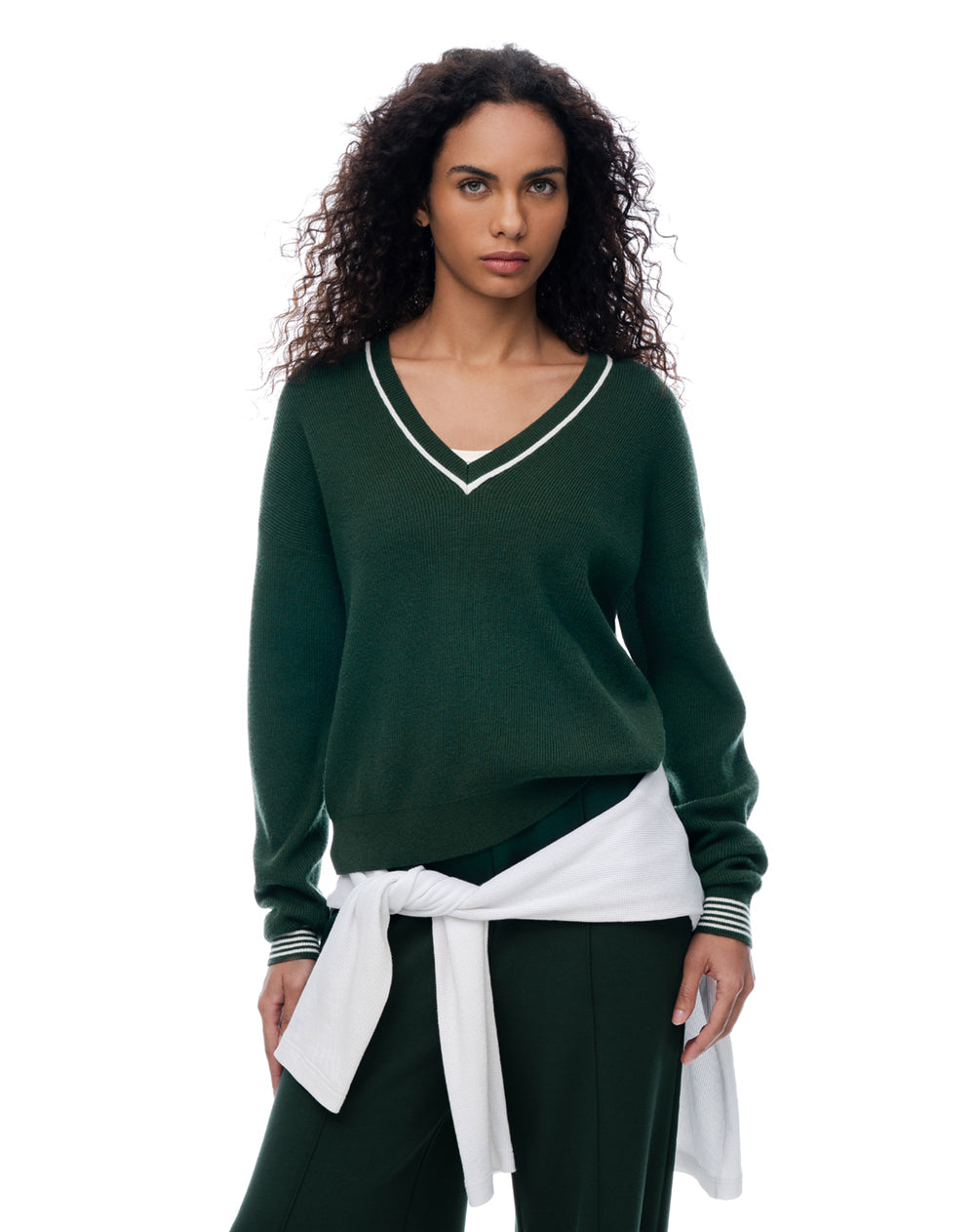 Suéter relaxed tejido verde mujer
