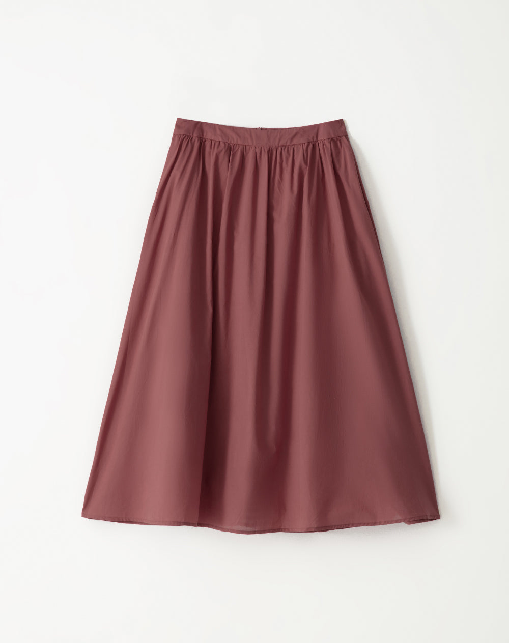 Falda maxi tiro medio algodón recogida en cintura terracota para mujer