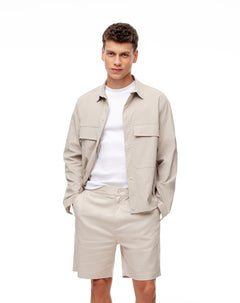 Bermuda regular agodón arena hombre