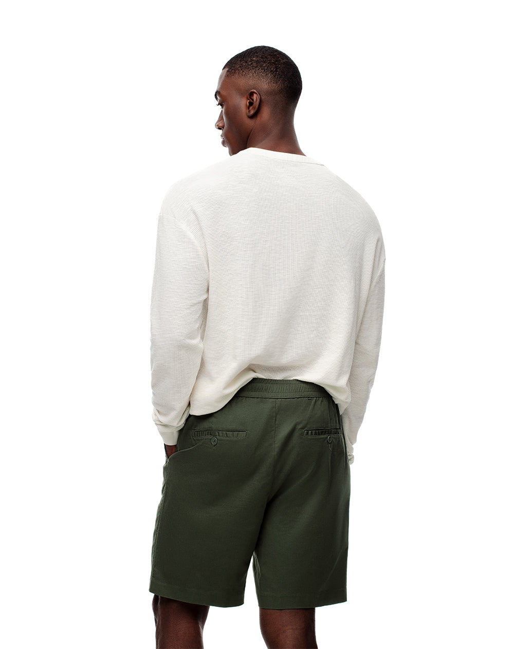 Bermuda regular agodón verde hombre