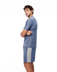 Pantaloneta deportiva antibacterial azul hombre