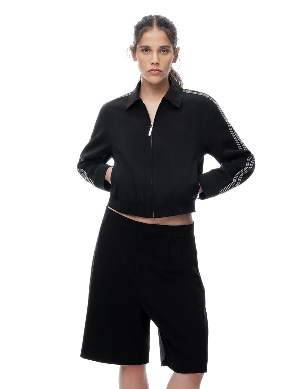 Chaqueta regular negra mujer