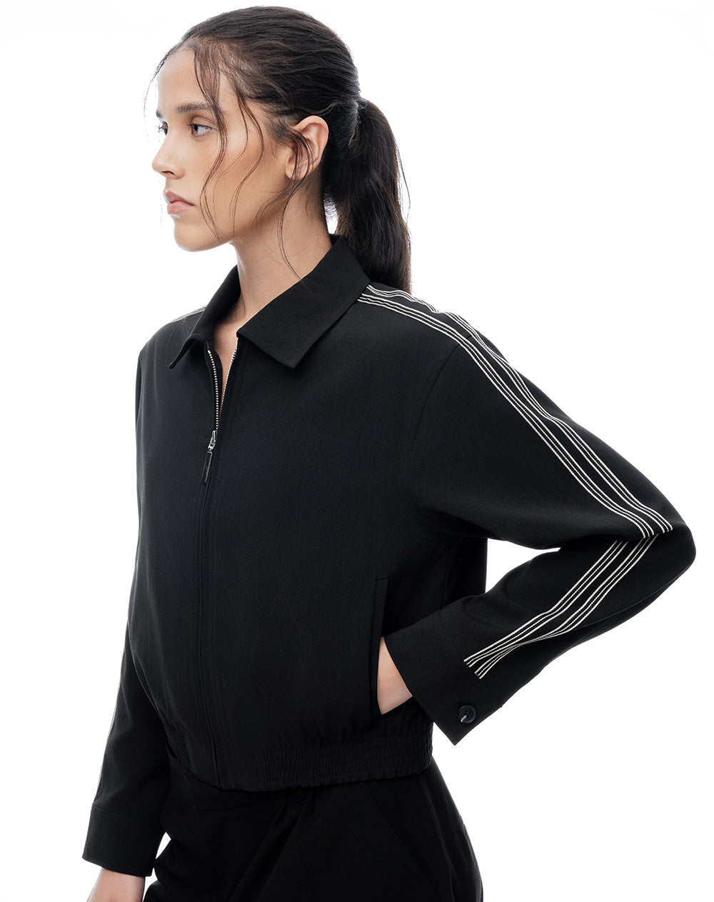 Chaqueta regular negra mujer