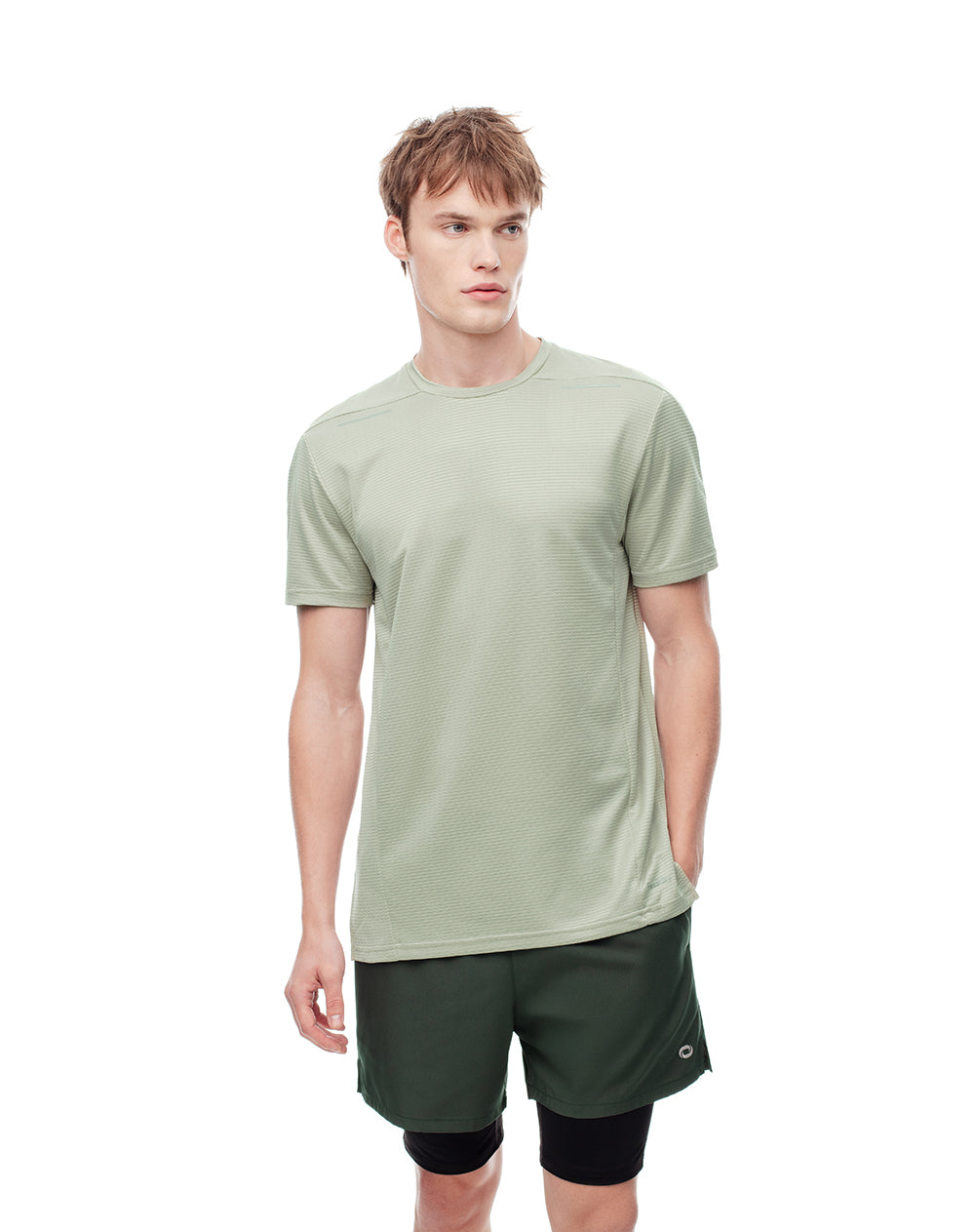 Camiseta deportiva control humedad verde hombre