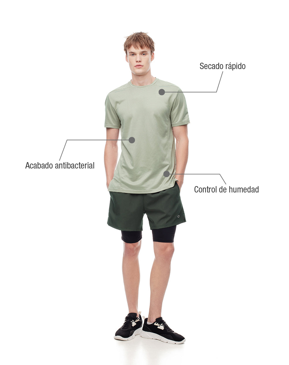 Camiseta deportiva control humedad verde hombre