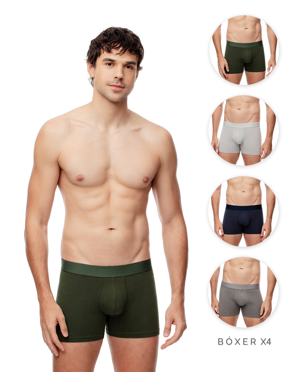 Bóxer corto jersey algodón x4unds surtido