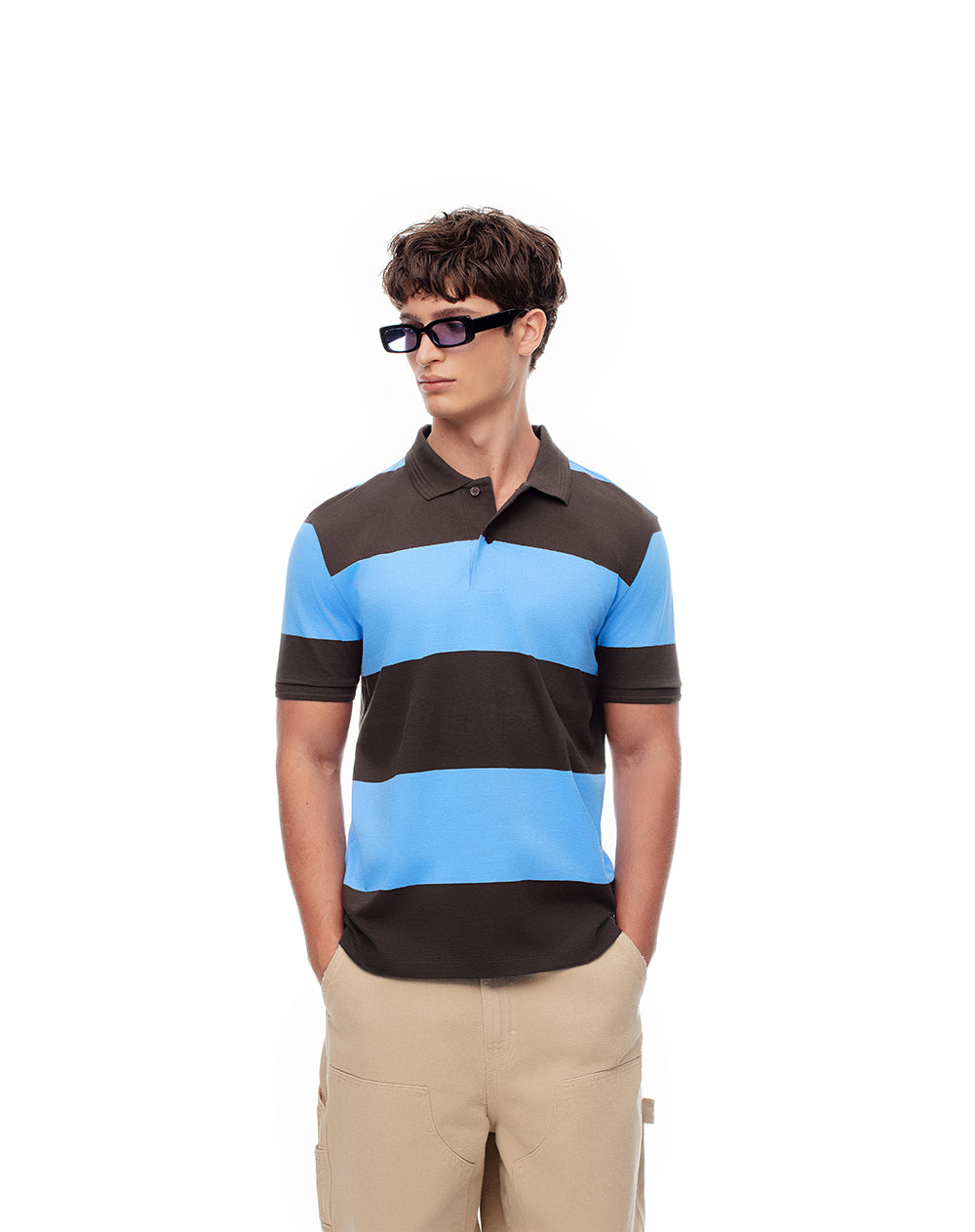 Polo regular fit azul con rayas