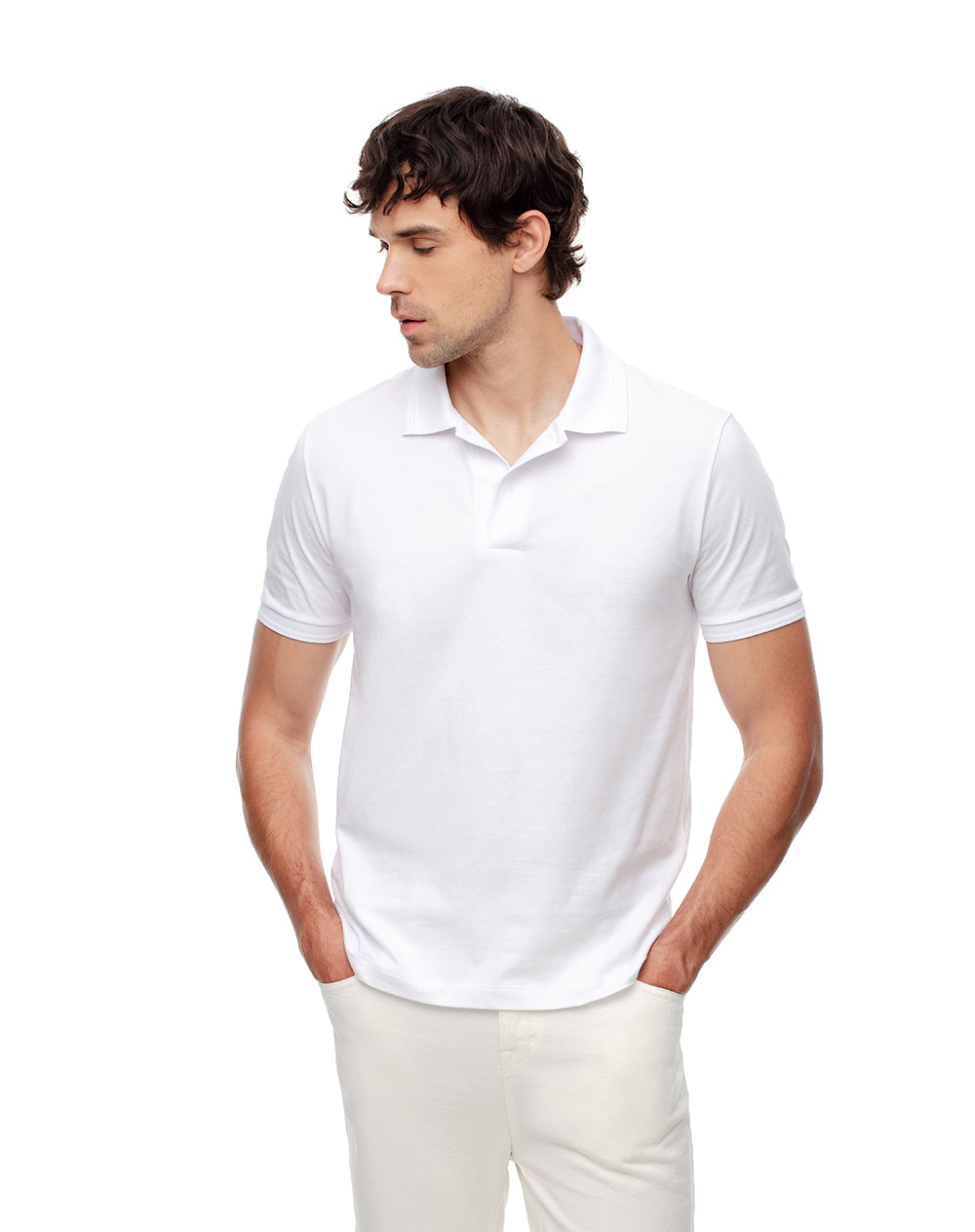 Polo regular algodón blanca hombre