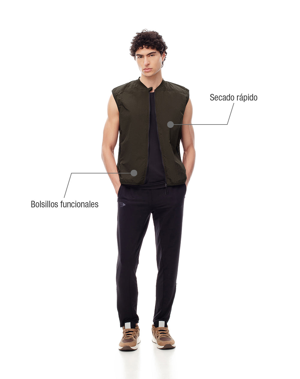 Chaleco regular alcolchado verde hombre