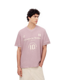 Camiseta oversize algodón palo rosa estampada hombre