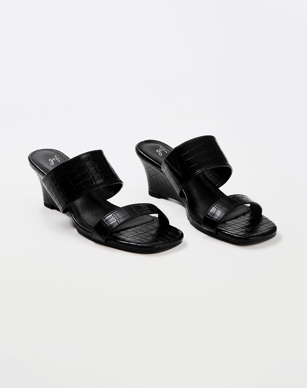 Sandalias mule de tacón ancho negras mujer