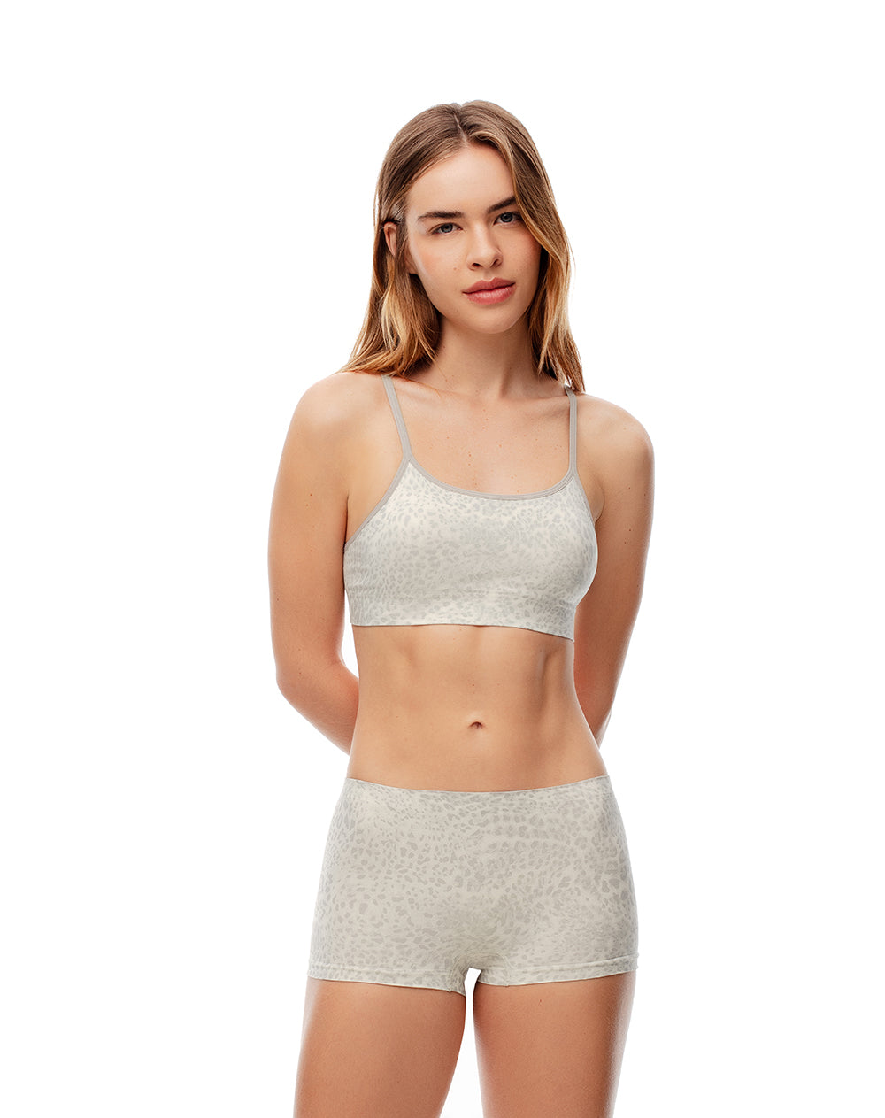 Panty boxer en seamless tiro medio arena estampado