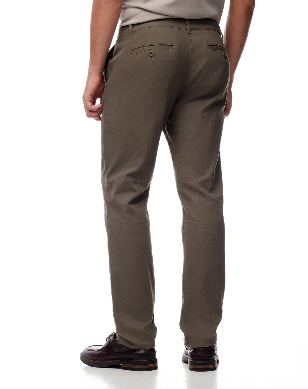 Pantalón chino slim algodón café hombre