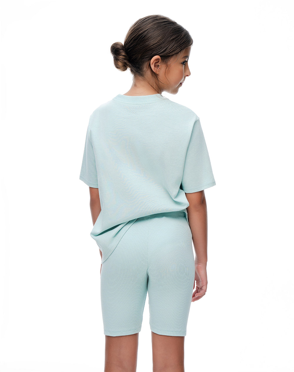 Conjunto pantalon corto camiseta azul niña