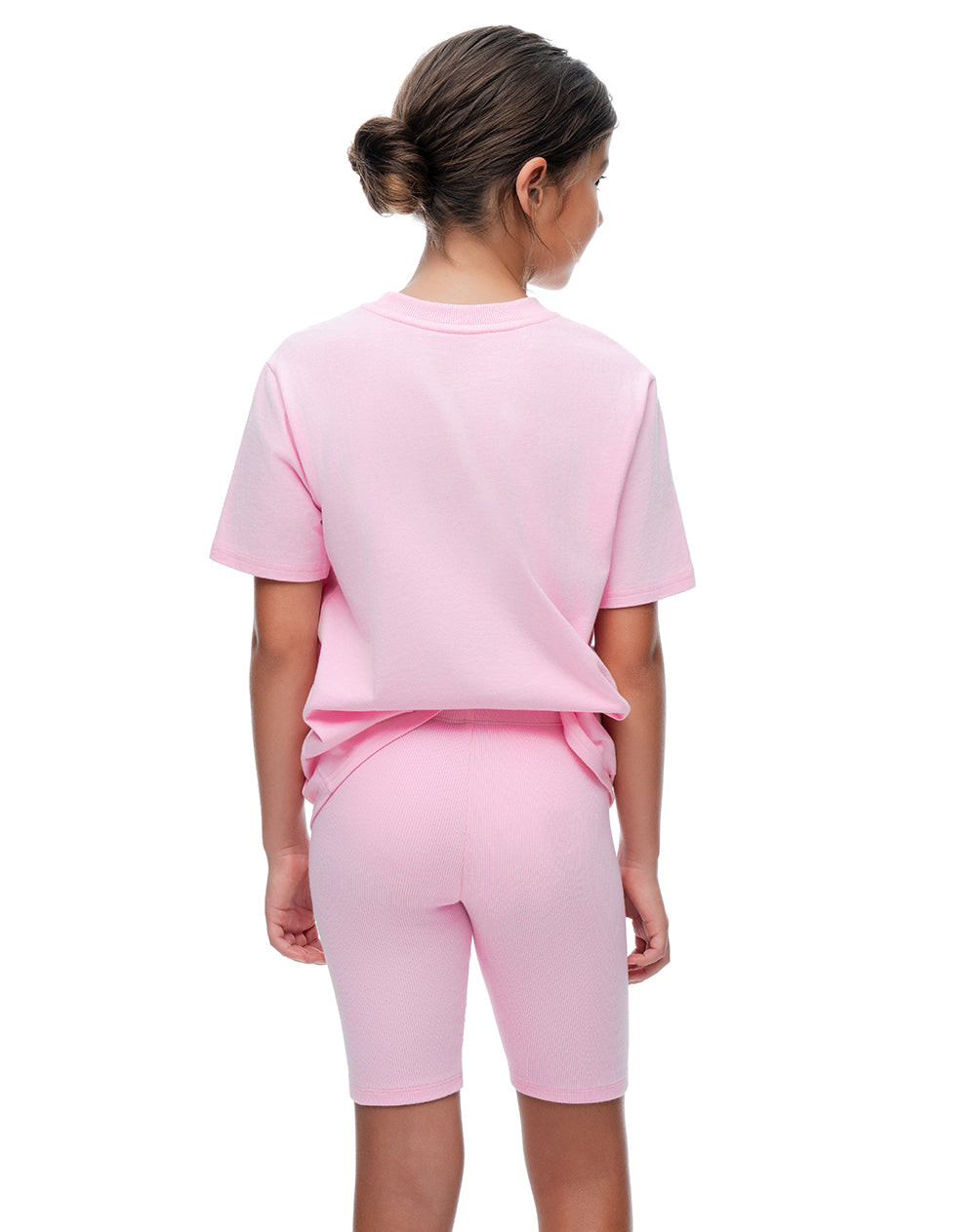 Conjunto pantalon corto camiseta rosado niña