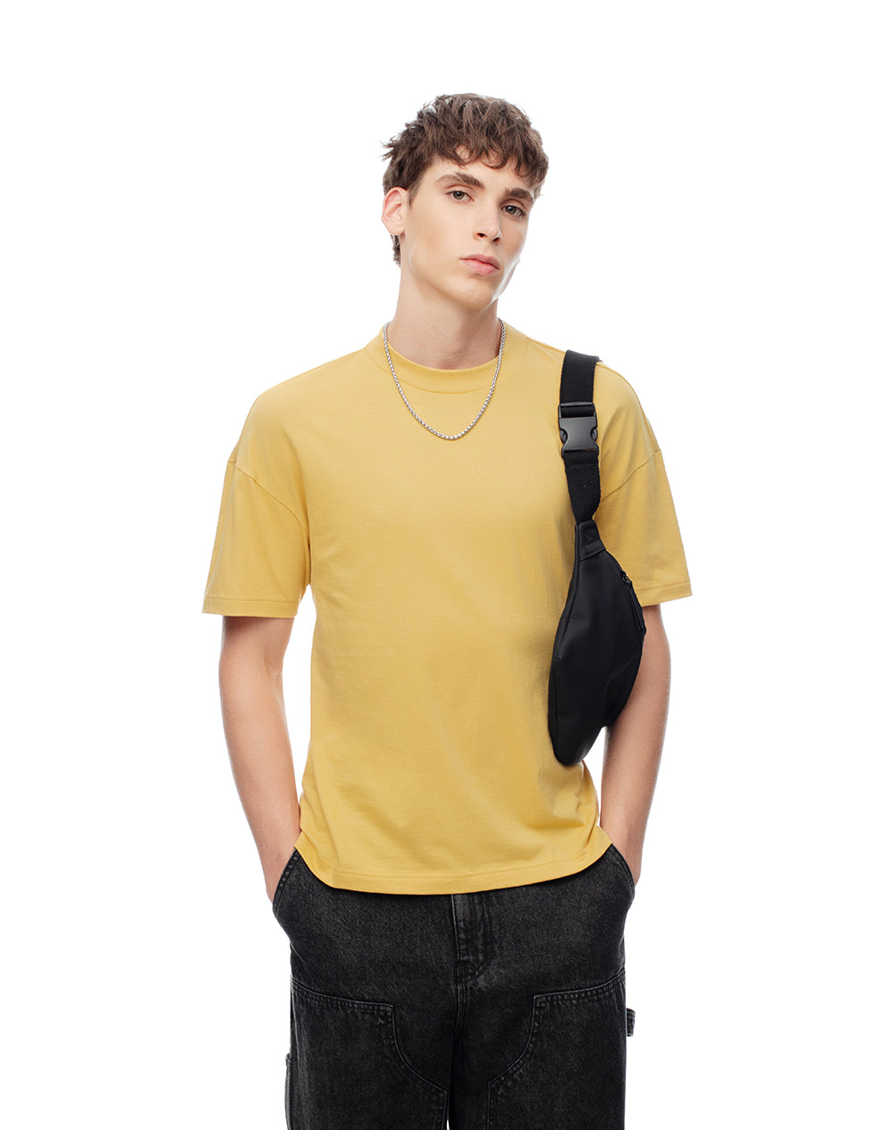 Camiseta regular algodón amarilla hombre