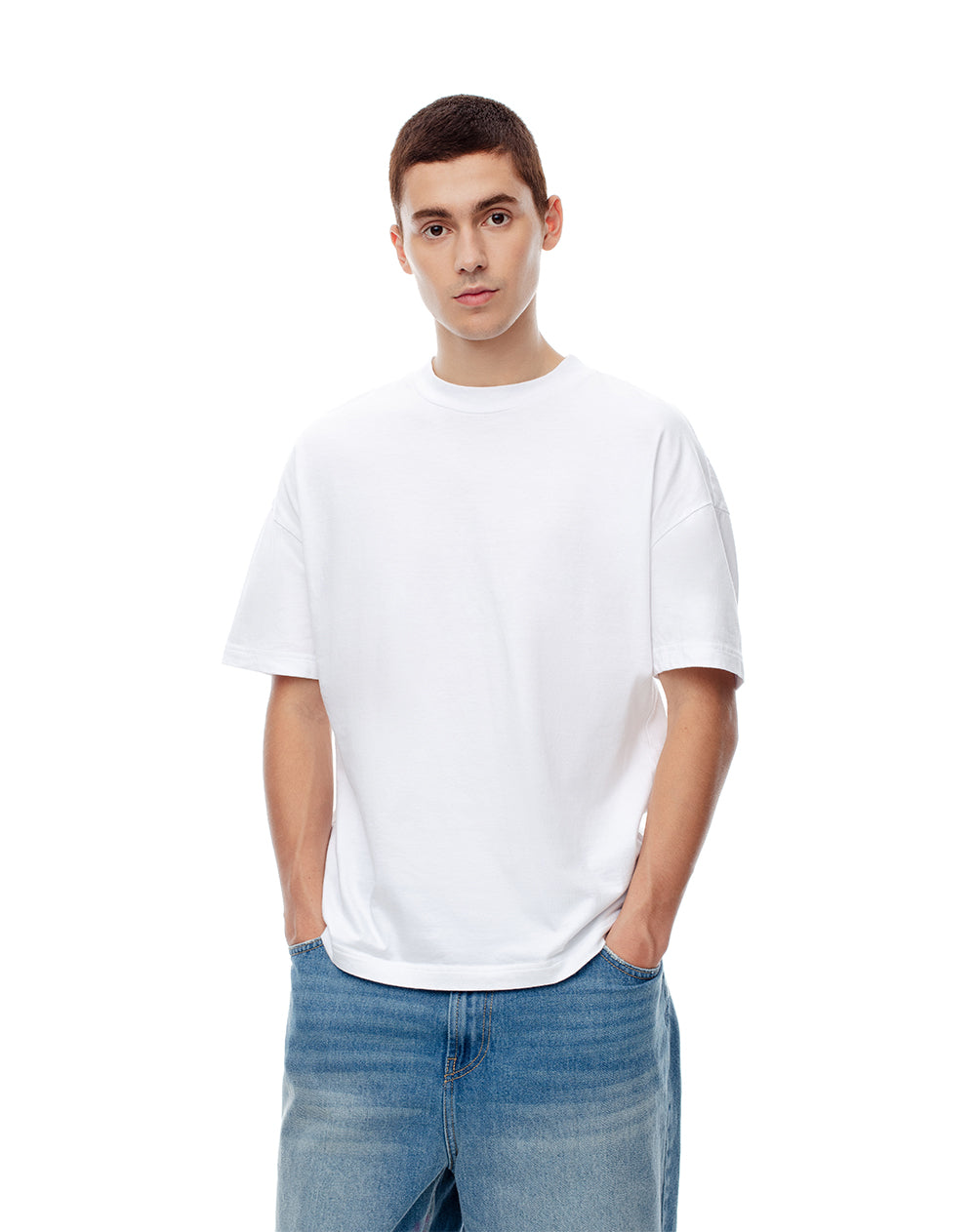 Camiseta regular algodón blanca hombre