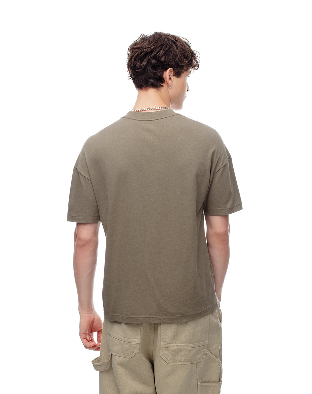 Camiseta regular algodón café hombre