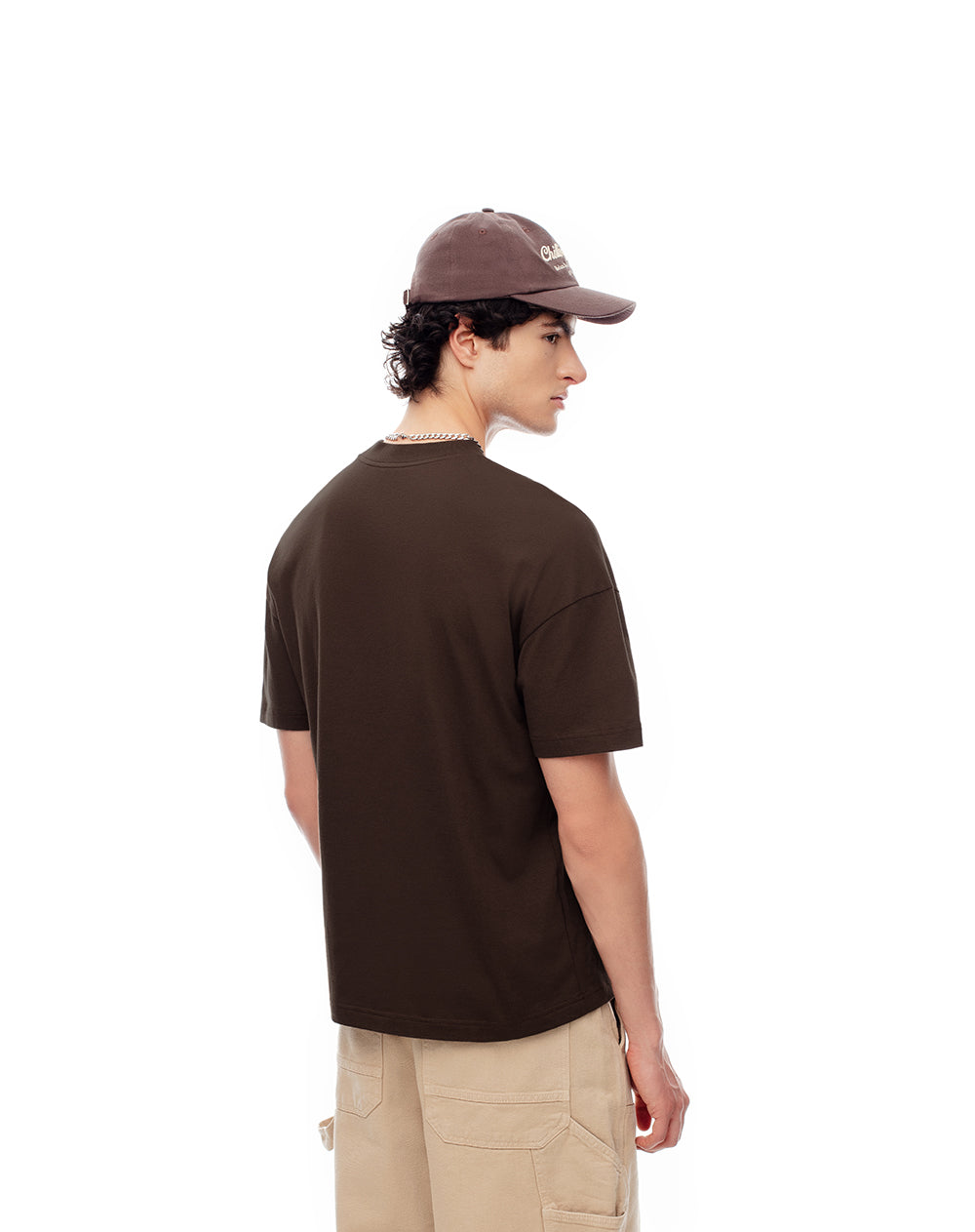 Camiseta regular algodón chocolate hombre