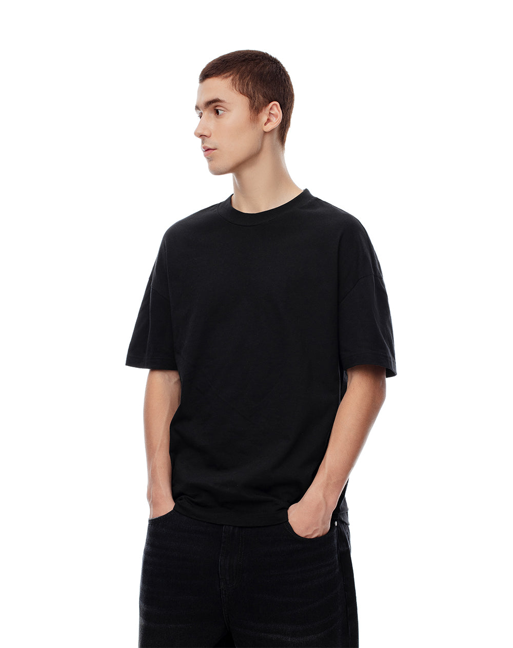 Camiseta regular algodón negra hombre - Main Image