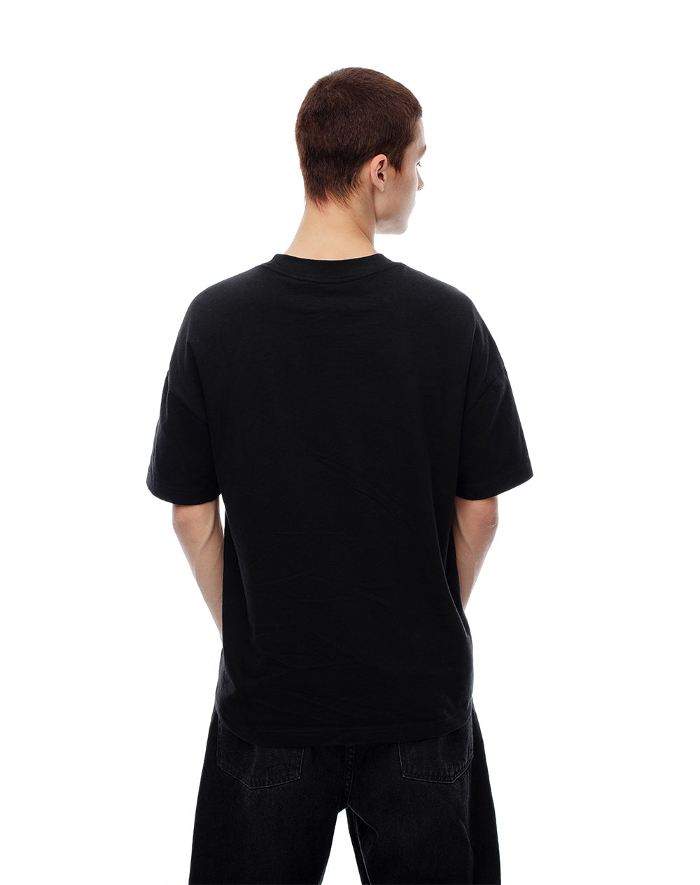Camiseta regular algodón negra hombre