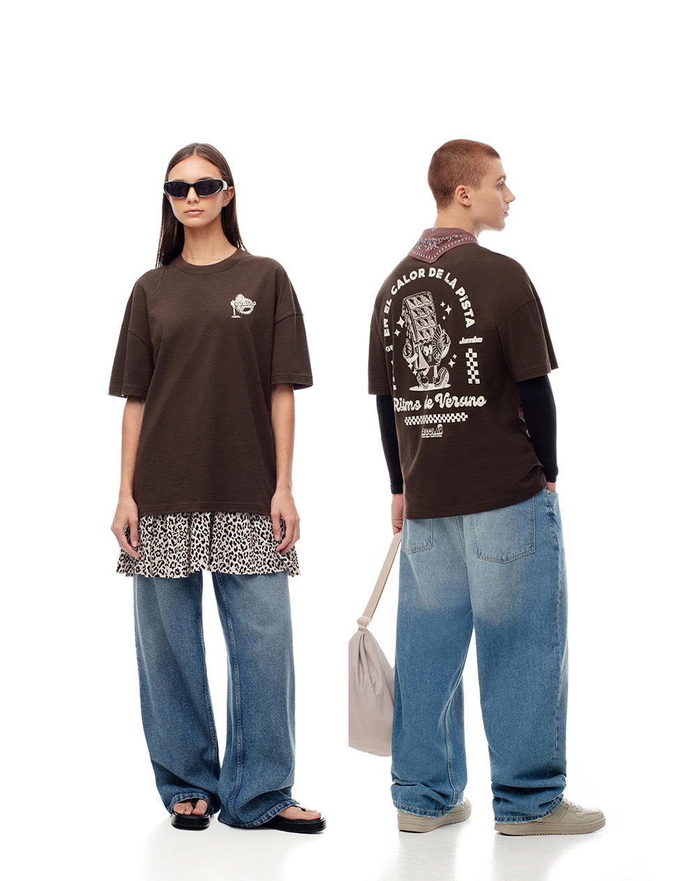 Camiseta regular algodón negra chocolate unisex