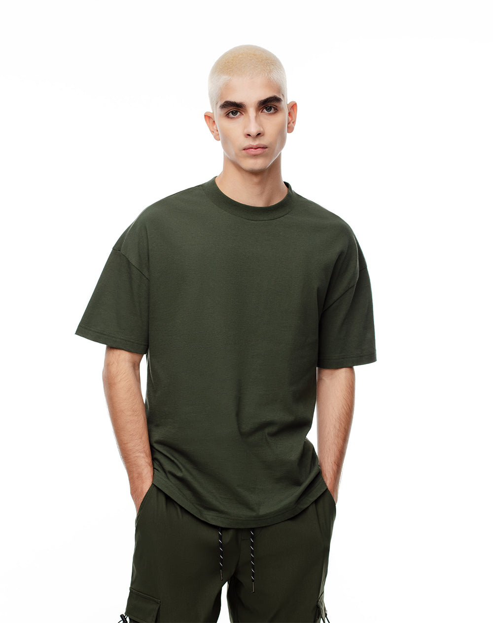 Camiseta regular algodón verde hombre