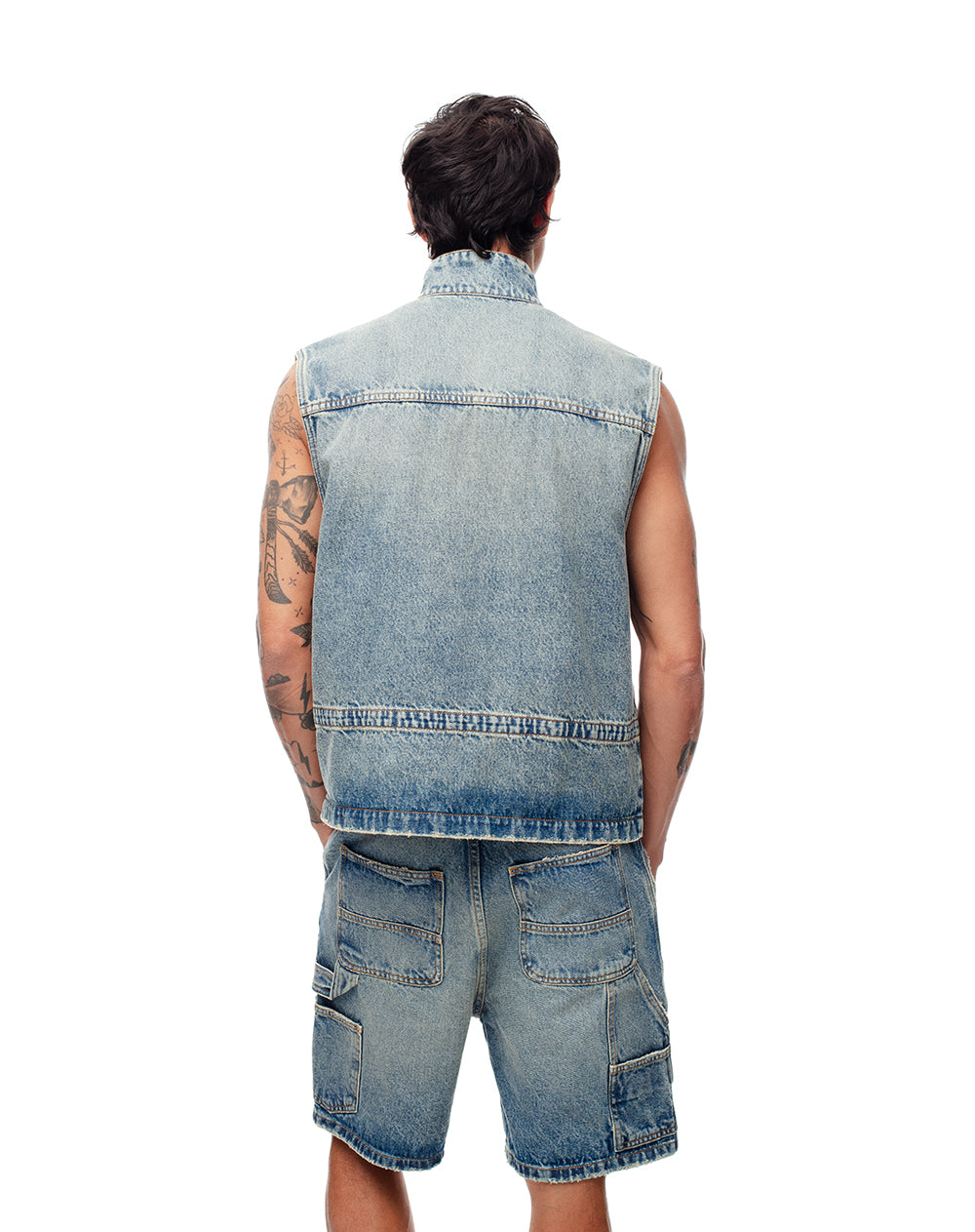 Chaleco regular denim índigo medio hombre