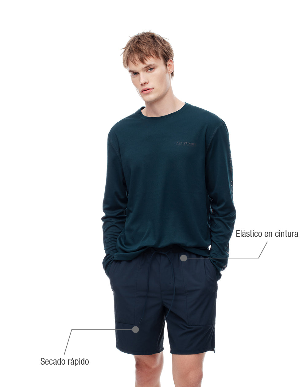 Pantaloneta deportiva secado rápido azul hombre