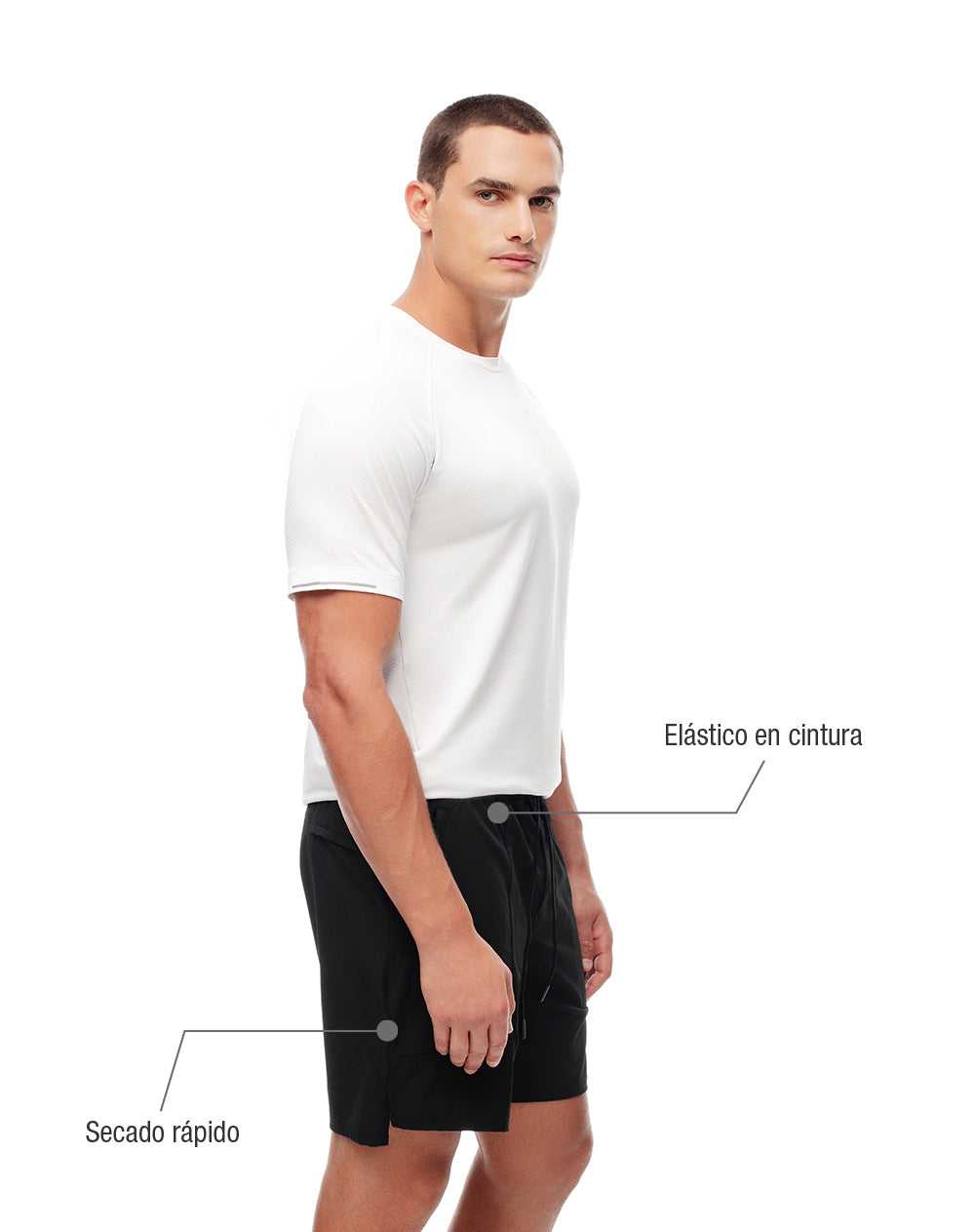 Pantaloneta deportiva secado rápido negra hombre