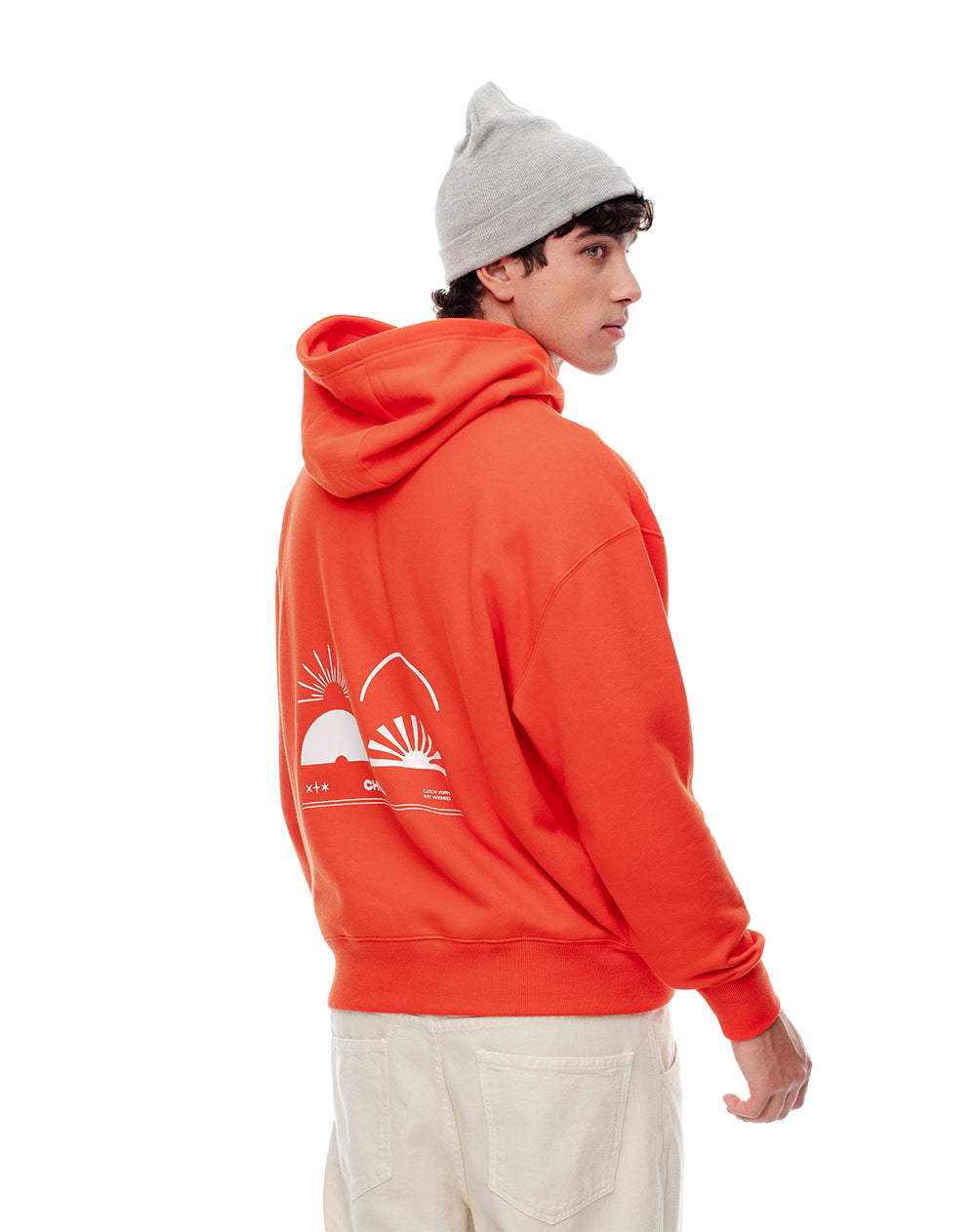 Buzo tipo hoddie naranja hombre