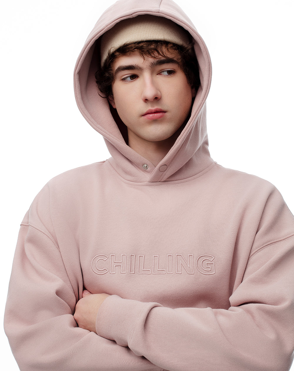 Buzo tipo hoddie palo rosa hombre