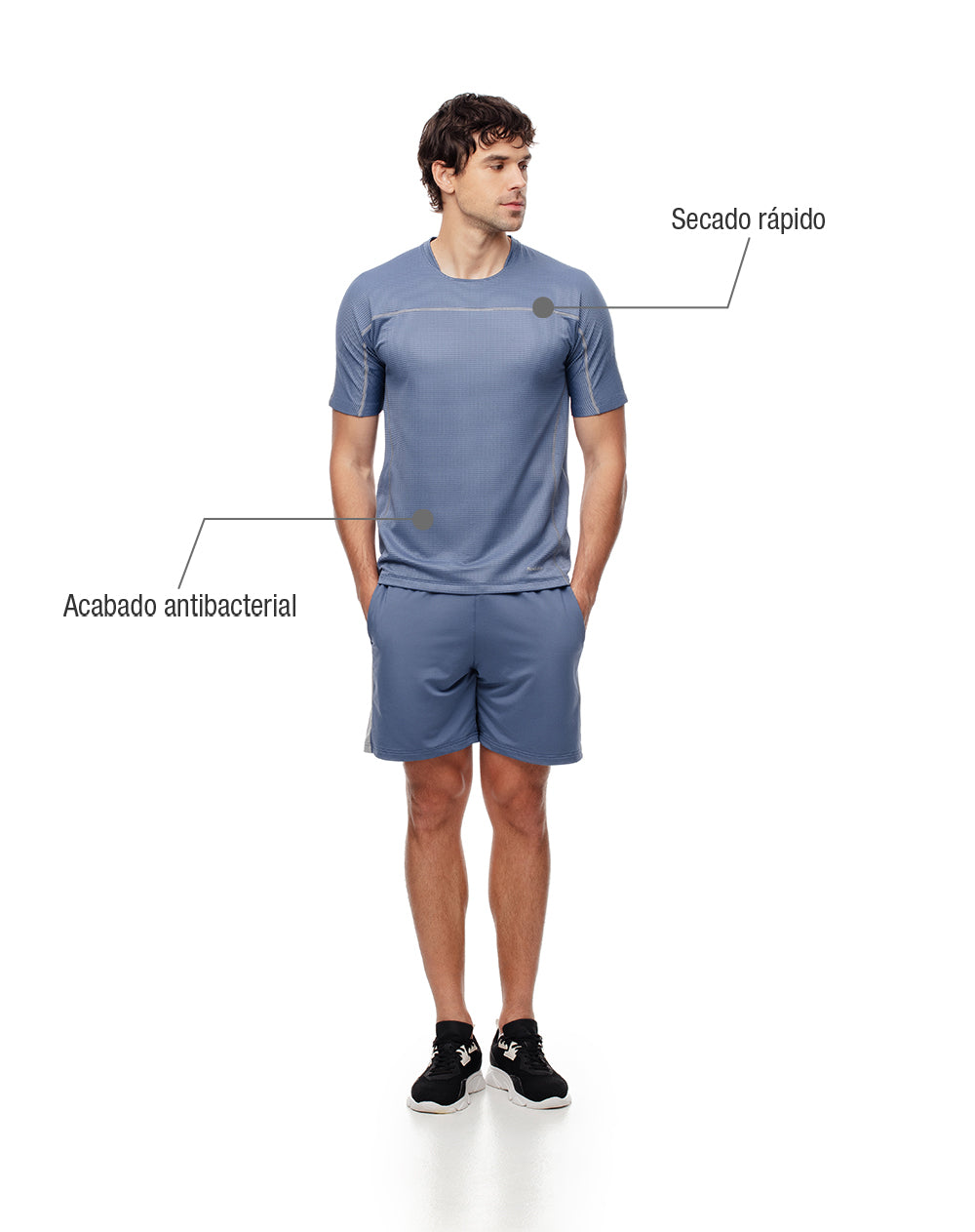 Camiseta deportiva antibacterial azul hombre