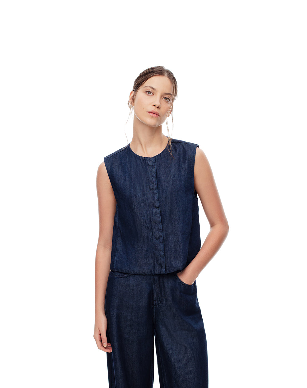 Chaleco regular índigo oscuro mujer