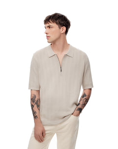 Polo regular tejido de punto algodón arena hombre
